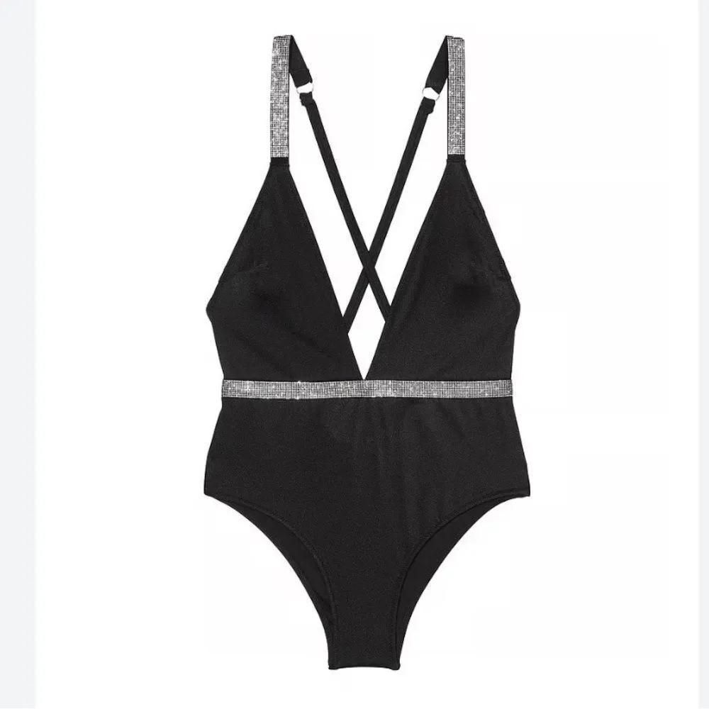 Victoria Secret Bathing suit Size M SWIM Shine Plunge One-Piece Swimsuit